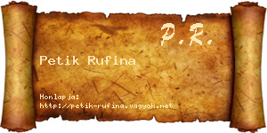 Petik Rufina névjegykártya